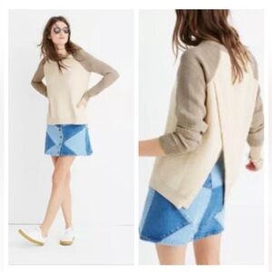 Madewell Province Cream and Beige Crew Neck Sweater